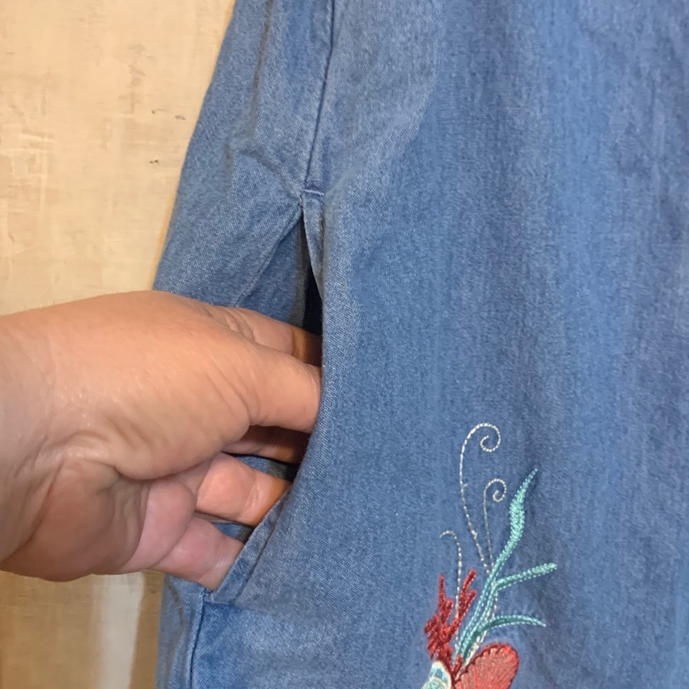 Vintage Blair Blue Denim Midi Dress with Embroidery - Picture 4 of 6